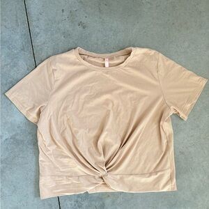 Casual Beige Knotted Tee